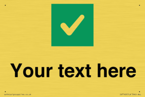 Custom plain background, green square with tick sign